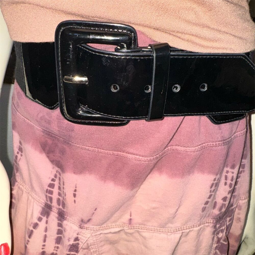 Steven by Steve Madden Women's Black Wide Waist Belt S/M patent leather